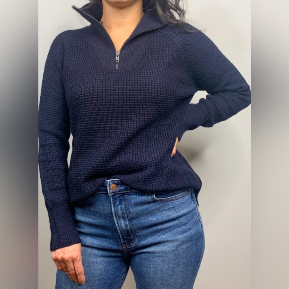 RDI Navy Blue Quarter Zip Sweater Size Small NWT